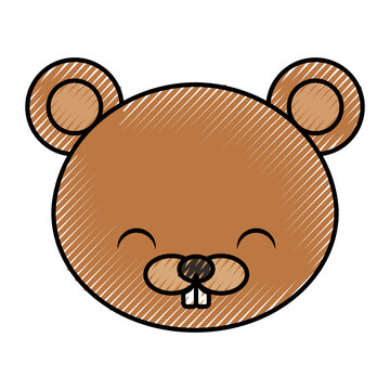 cute scribble beaver face cartoon graphic design