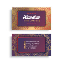 Business Card. Vintage decorative elements. Ornamental floral business cards or invitation with mandala