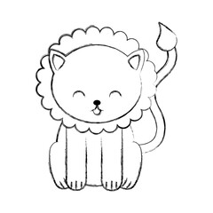 cute sketch draw lion cartoon graphic design