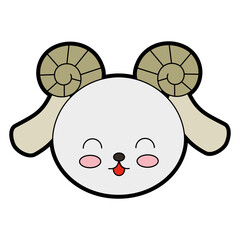 cute color goat face cartoon graphic deisgn
