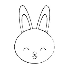 cute sketch draw rabbit face cartoon graphic design