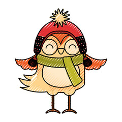 cute scribble christmas bird cartoon vector graphic design