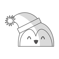 cute shadow christmas penguin face cartoon graphic design