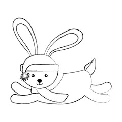 cute line icon christmas rabbit cartoon graphic design