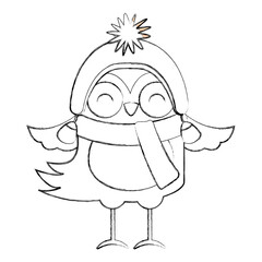 cute line icon christmas bird cartoon graphic design