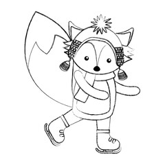 Obraz premium cute line icon christmas fox cartoon graphic design