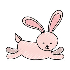 cute scribble pink rabbit cartoon graphic design