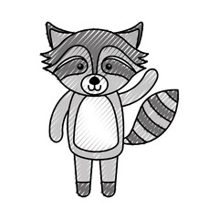 cute scribble raccoon cartoon vector graphic design