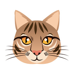 cute head cat, feline striped character. vector illustration.