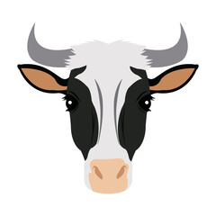 Spotted cow vector illustration set. Cute farm cattle domestic animal collection.