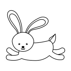 cute line icon rabbit cartoon graphic design