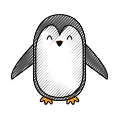 cute color scribble penguin cartoon graphic design