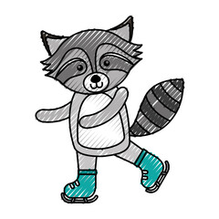 cute scribble raccoon cartoon vector graphic design