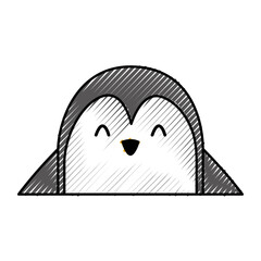 cute scribble penguin face cartoon vector graphic design