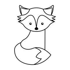 cute line icon fox cartoon graphic design