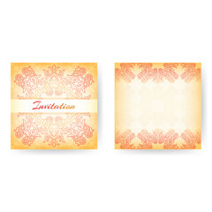 Invitation cards with ornamental elements. Vector template for wedding, holiday, business design.
