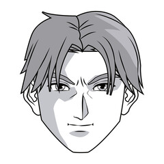 anime style male character head vector illustration