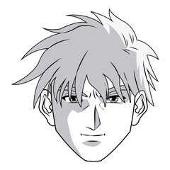 anime style male character head vector illustration