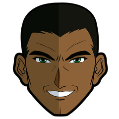 anime style male character head vector illustration
