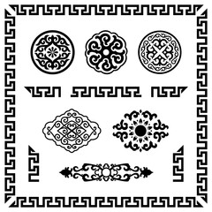 Set of ornamental elements. Asian style. Isolated on white.