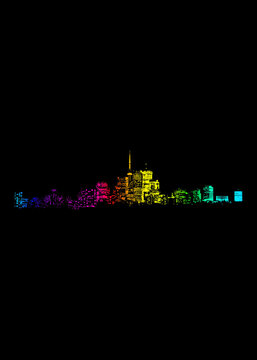 Digitally filtered image of the City Of Toronto skyline painted in a colorful gradient