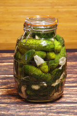 Cucumbers pickled in glass
