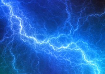 Blue lightning, abstract plasma background