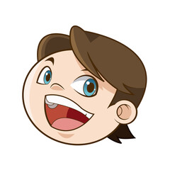 laughing boy face kid happiness expression image vector illustration