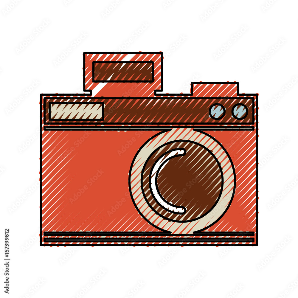 Sticker cute scribble vintage camera vector graphic sdesign