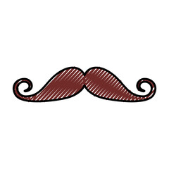 cute scribble vintage moustache cartoon icon vector