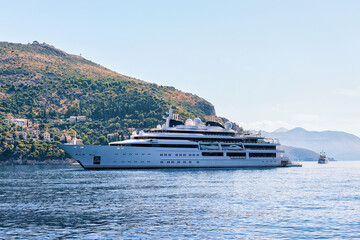 Luxury yacht at Lokrum Island and Adriatic Sea in Dubrovnik