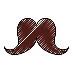 cute scribble vintage moustache cartoon icon vector