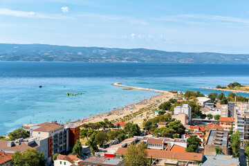 Fototapeta na wymiar Panoramic view of Cliffs and Cetina River Adriatic Sea Omis
