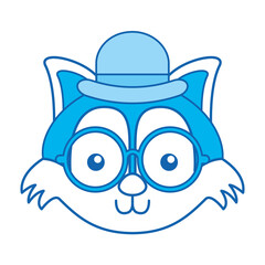 blue icon vintage fox face cartoon graphic design