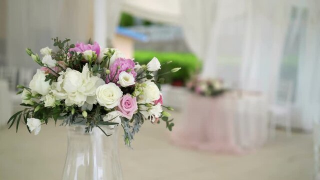 Wedding reception decoration with flowers