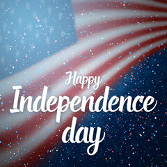 Illustration of Independence Day of USA Vector Poster. 4th of July American Red Flag on Blue Background with Stars and Confetti