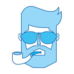 blue icon vintage man face cartoon graphic design