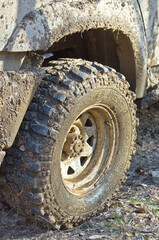 dirty wheel of a car 