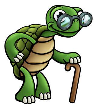 Elderly Tortoise Cartoon Character Stock Vector | Adobe Stock