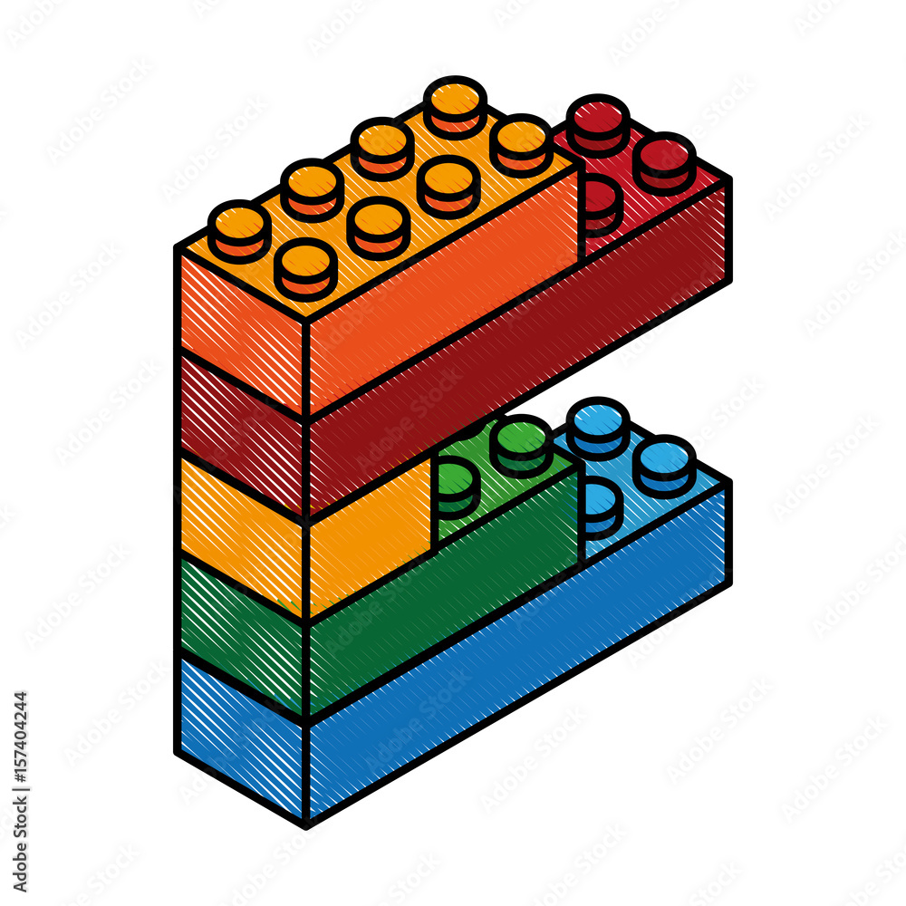 Poster scribble toy building block bricks vector graphic design