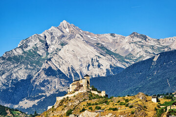 Valere Basilica on hill of Sion Valais Switzerland