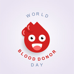 world donor day poster with blood's drop icon character