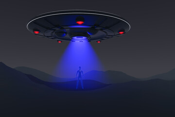 A ufo sends out a blue light © rtype