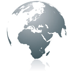 Vektorgrafik der Weltkugel mit Fokus auf Europa und Afrika.  © Witte Mediendesign©