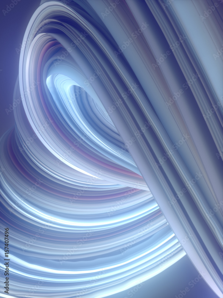 Poster Colored twisted shape. Computer generated abstract geometric 3D render illustration