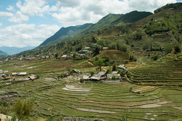 TERRACED RICE FIELDS, LANDSCAPE OF SA PA , NORTHERN VIETNAM, APRIS 2017