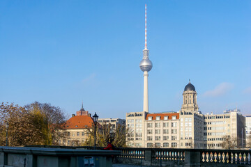 Fototapeta na wymiar BERLIN, GERMANY- December 24, 2016: Tv tower or Fersehturm on December 24, 2016. BERLIN, Germany.