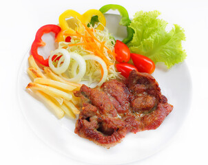 Grilled  pork and  vegetables salad.