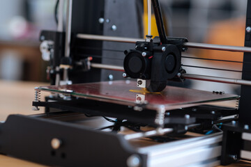 Close up of a modern 3D printer