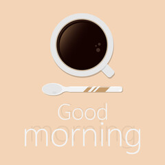 White cup of coffee with spoon